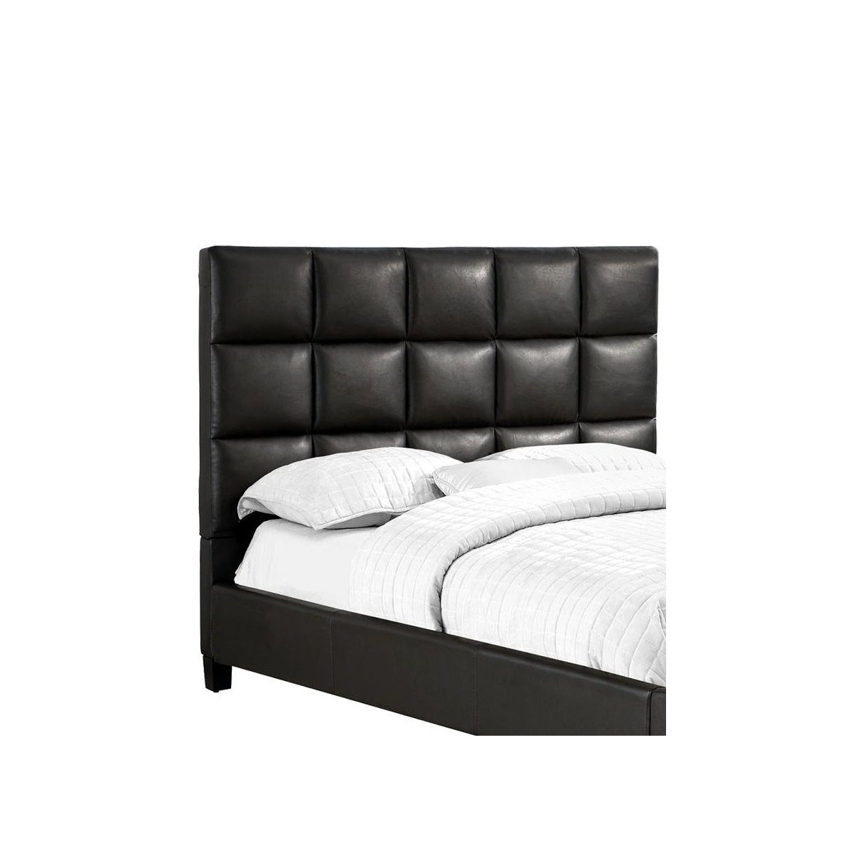 Dark Brown Faux Leather Platform Bed,Queen