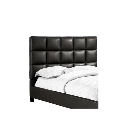 Dark Brown Faux Leather Platform Bed,Queen