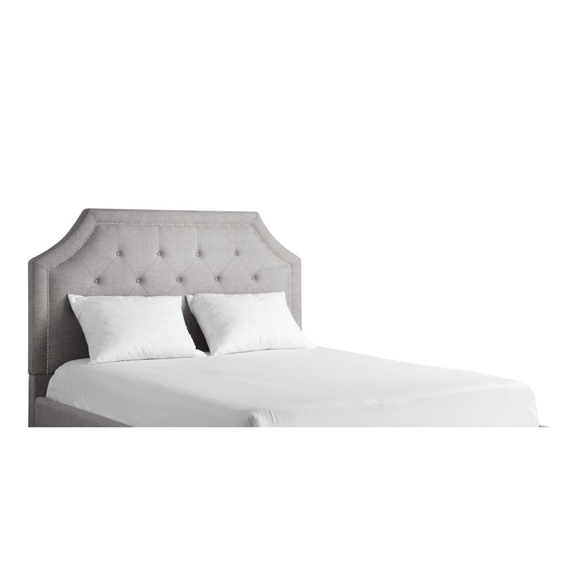 Queen Linen Hb W/ Nailhead In Gray