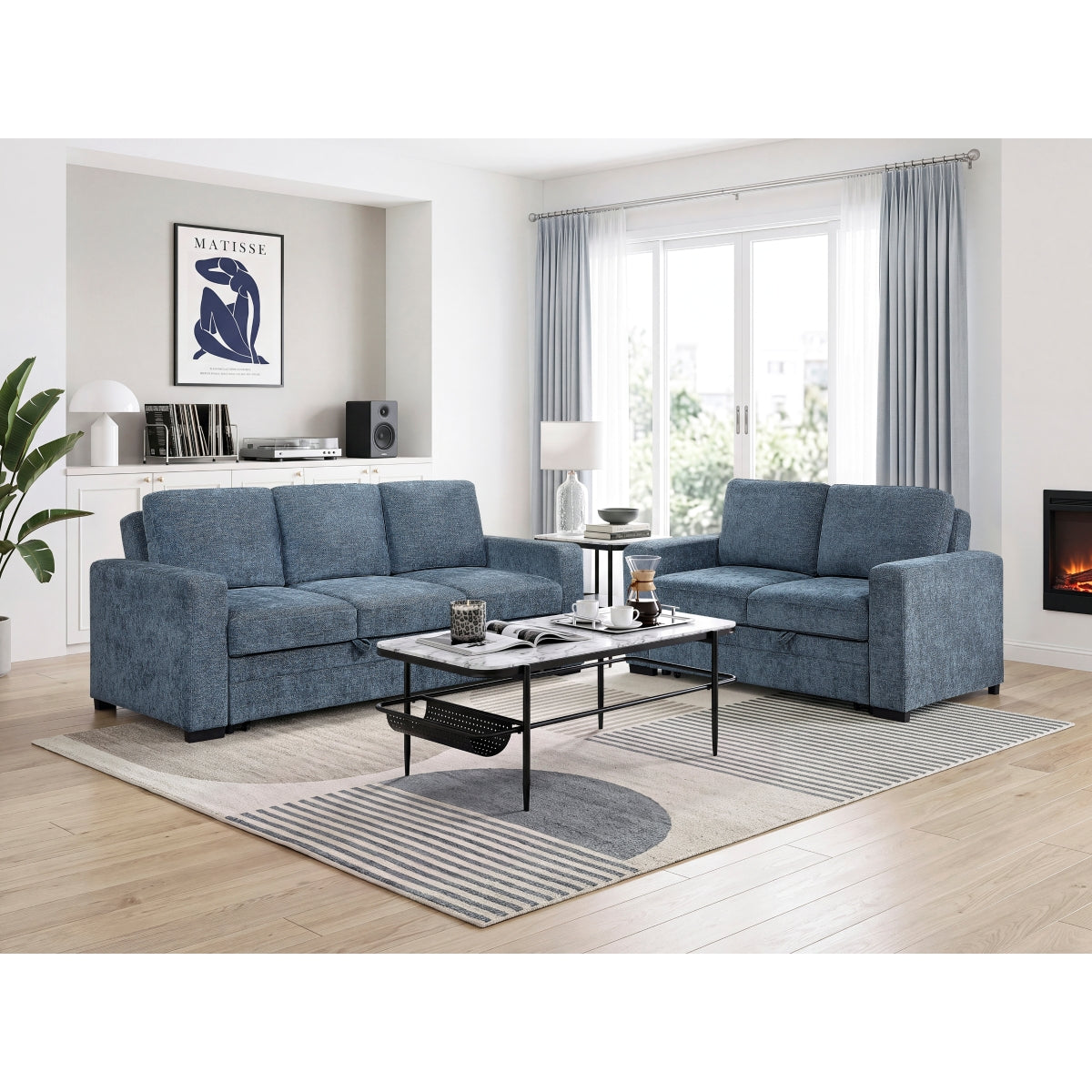 Koben Convertible Love Seat with Pull-out Bed