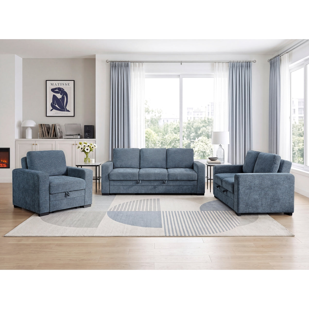Koben Convertible Love Seat with Pull-out Bed