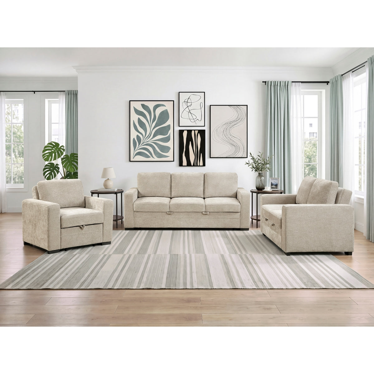 Koben Convertible Love Seat with Pull-out Bed