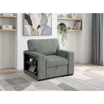 Alcove Chair with Pull-out Ottoman, Arms with Shelves and Charging Ports