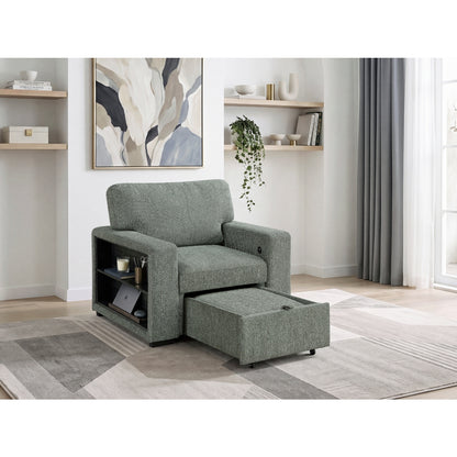 Alcove Chair with Pull-out Ottoman, Arms with Shelves and Charging Ports