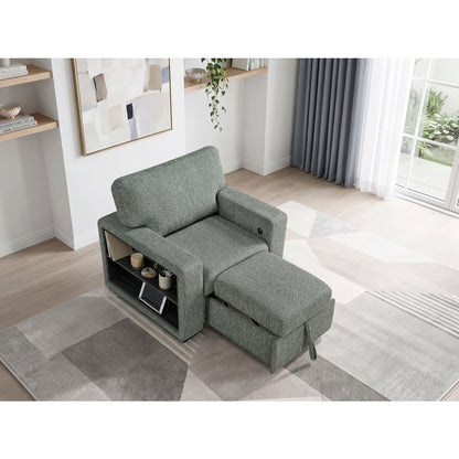 Alcove Chair with Pull-out Ottoman, Arms with Shelves and Charging Ports