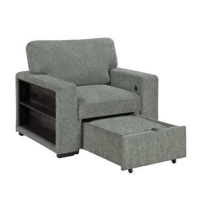 Alcove Chair with Pull-out Ottoman, Arms with Shelves and Charging Ports