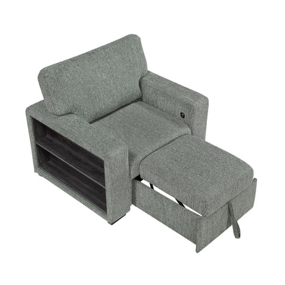 Alcove Chair with Pull-out Ottoman, Arms with Shelves and Charging Ports