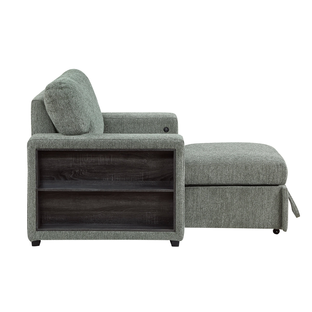 Alcove Chair with Pull-out Ottoman, Arms with Shelves and Charging Ports