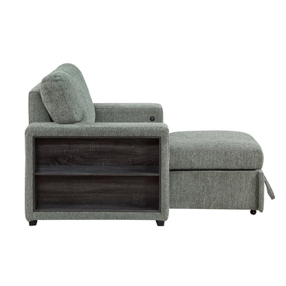 Alcove Chair with Pull-out Ottoman, Arms with Shelves and Charging Ports