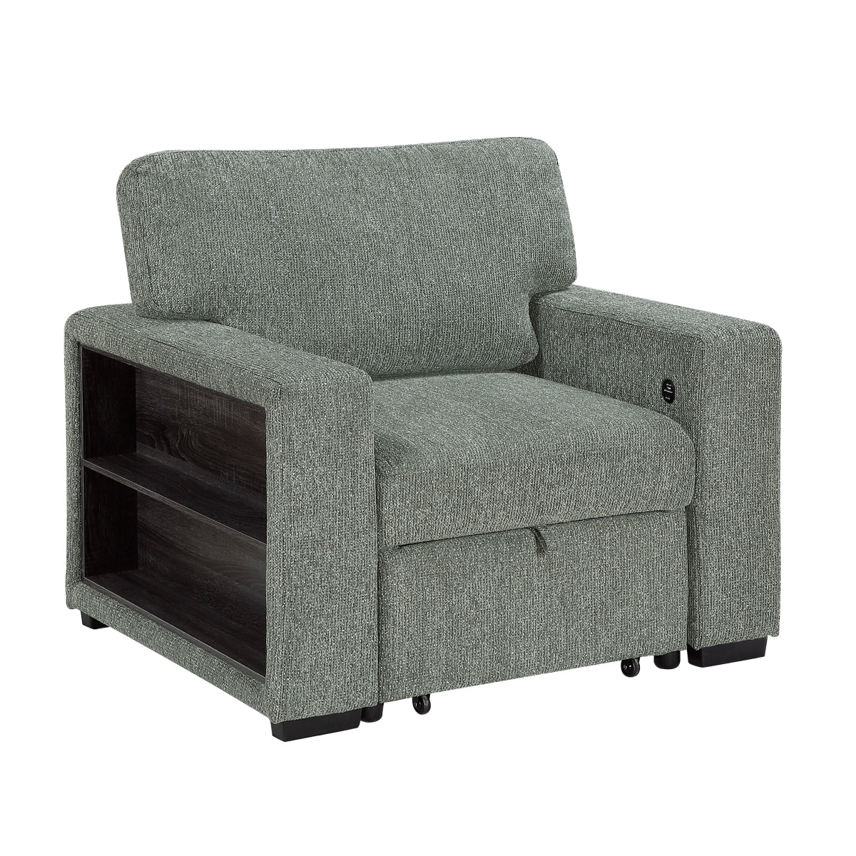 Alcove Chair with Pull-out Ottoman, Arms with Shelves and Charging Ports