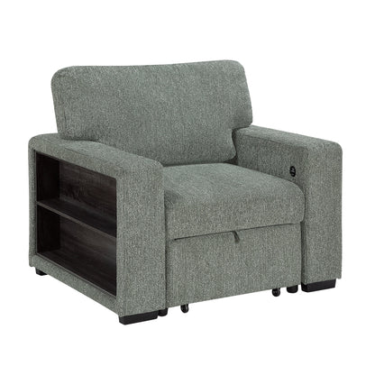 Alcove Chair with Pull-out Ottoman, Arms with Shelves and Charging Ports