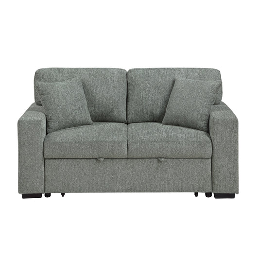 Alcove Love Seat with Pull-out Bed, Arms with Shelves and Charging Ports