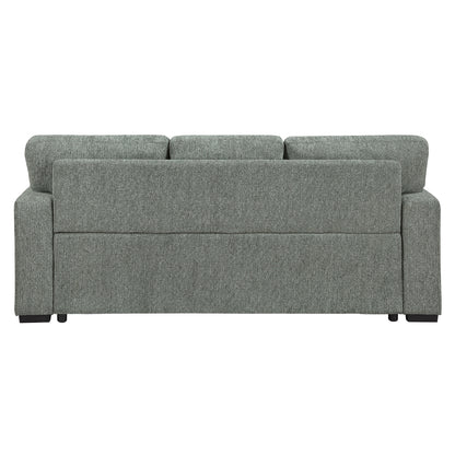 Alcove Sofa with Pull-out Bed, Center Drop-down Cup Holders, Arms with Shelves and Charging Ports