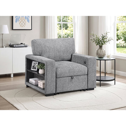 Alcove Chair with Pull-out Ottoman, Arms with Shelves and Charging Ports