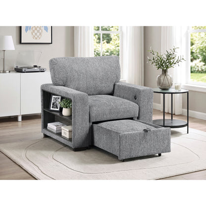 Alcove Chair with Pull-out Ottoman, Arms with Shelves and Charging Ports