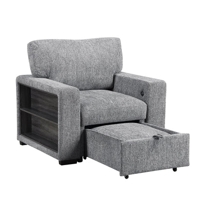 Alcove Chair with Pull-out Ottoman, Arms with Shelves and Charging Ports