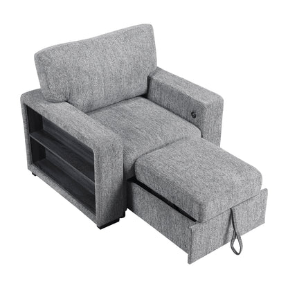 Alcove Chair with Pull-out Ottoman, Arms with Shelves and Charging Ports