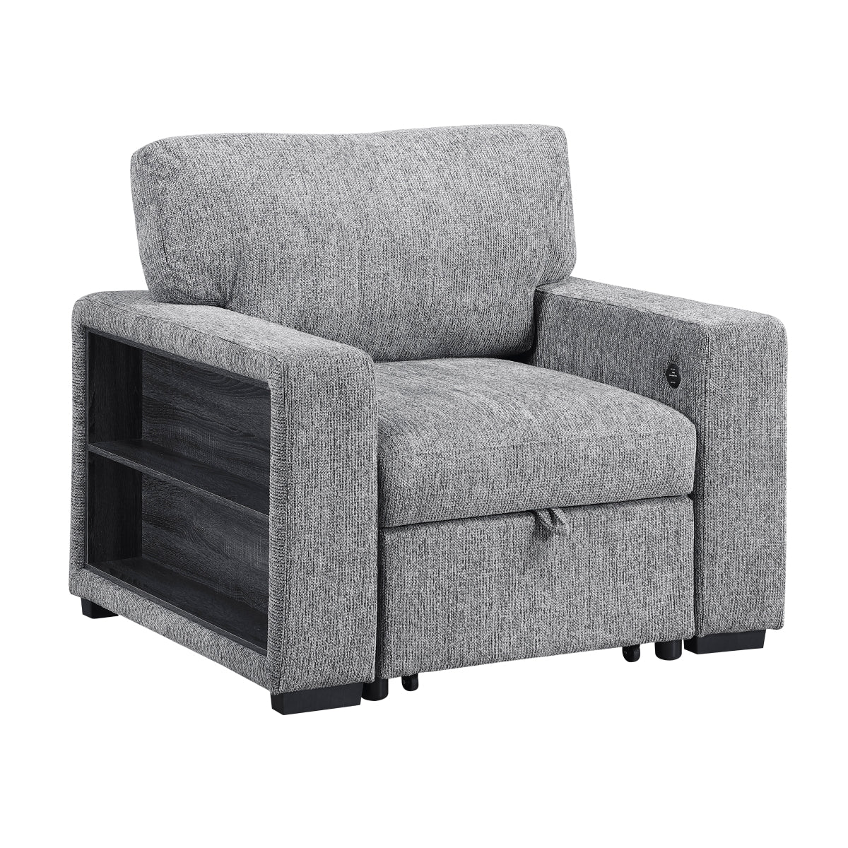 Alcove Chair with Pull-out Ottoman, Arms with Shelves and Charging Ports