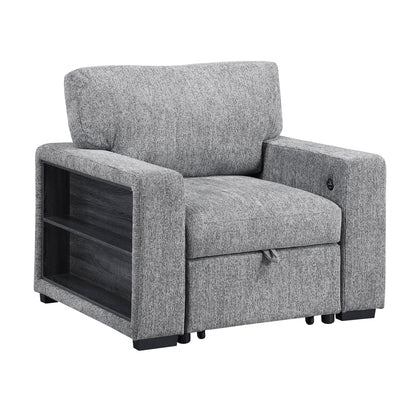 Alcove Chair with Pull-out Ottoman, Arms with Shelves and Charging Ports