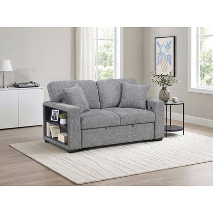 Alcove Love Seat with Pull-out Bed, Arms with Shelves and Charging Ports
