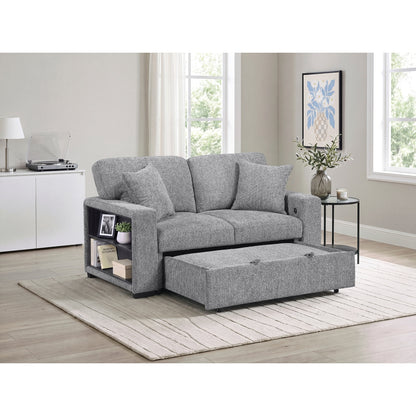 Alcove Love Seat with Pull-out Bed, Arms with Shelves and Charging Ports