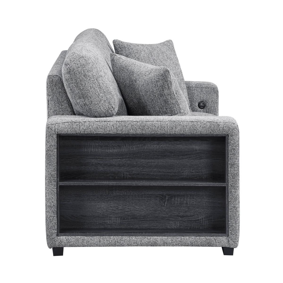 Alcove Love Seat with Pull-out Bed, Arms with Shelves and Charging Ports