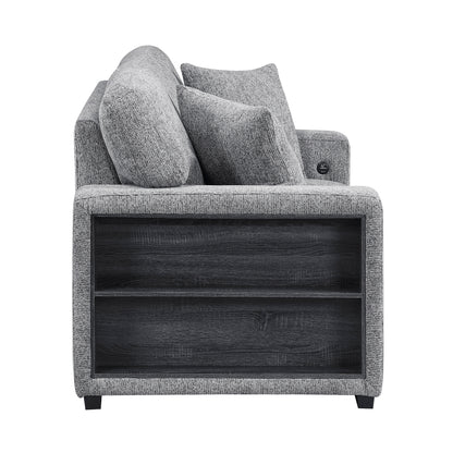 Alcove Love Seat with Pull-out Bed, Arms with Shelves and Charging Ports
