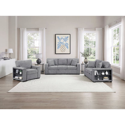 Alcove Love Seat with Pull-out Bed, Arms with Shelves and Charging Ports
