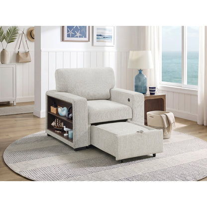 Alcove Chair with Pull-out Ottoman, Arms with Shelves and Charging Ports