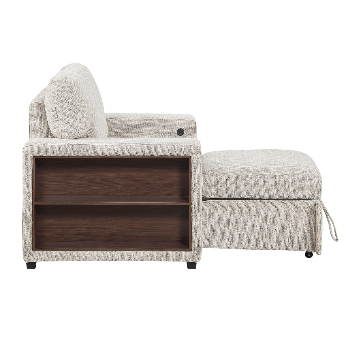 Alcove Chair with Pull-out Ottoman, Arms with Shelves and Charging Ports