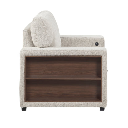 Alcove Chair with Pull-out Ottoman, Arms with Shelves and Charging Ports