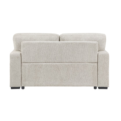 Alcove Love Seat with Pull-out Bed, Arms with Shelves and Charging Ports