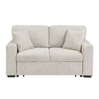 Alcove Love Seat with Pull-out Bed, Arms with Shelves and Charging Ports