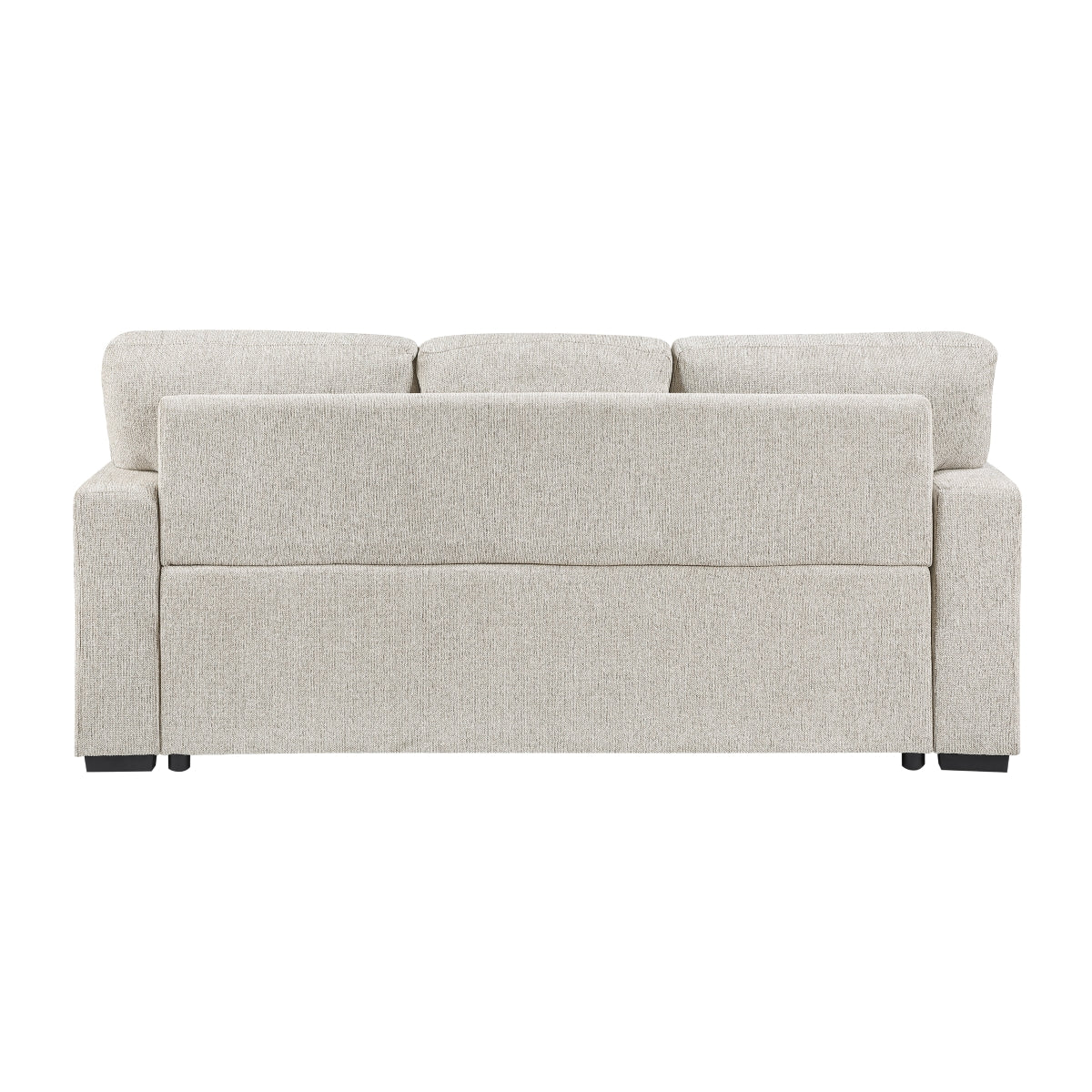 Alcove Sofa with Pull-out Bed, Center Drop-down Cup Holders, Arms with Shelves and Charging Ports