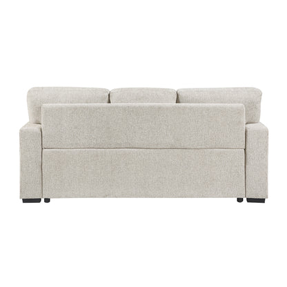 Alcove Sofa with Pull-out Bed, Center Drop-down Cup Holders, Arms with Shelves and Charging Ports