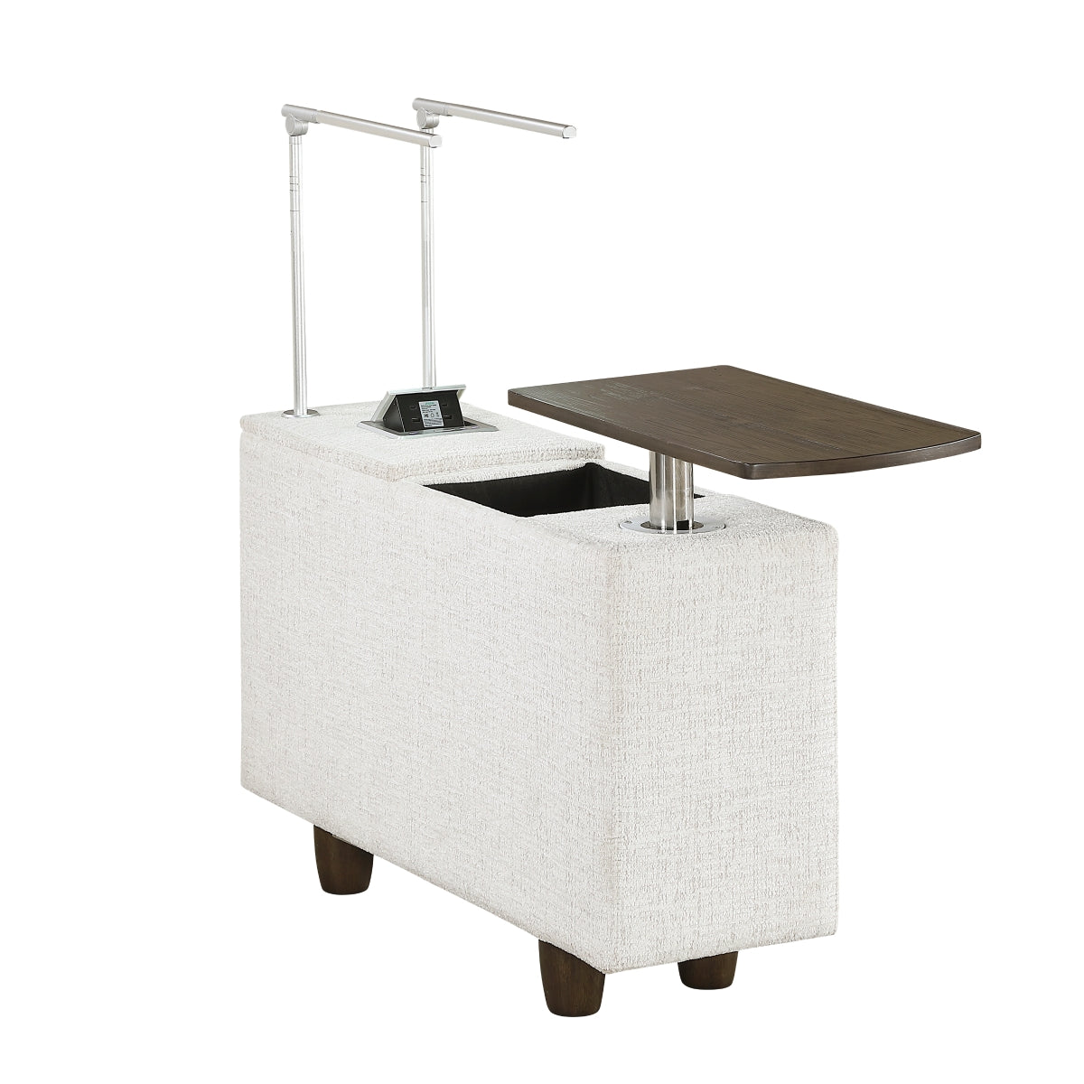 Tessella Console with Hidden Storage, Wireless Speakers, Wireless Chargers, Swivel Table Top, Reading Lights and Charging Ports