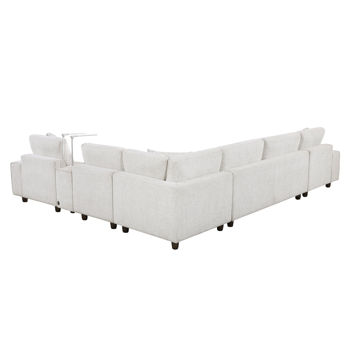 Tessella 6-Piece Modular Sectional with Left Chaise, Console with Hidden Storage, Wireless Speakers, Wireless Chargers, Swivel Table Top, Reading Lights and Charging Ports