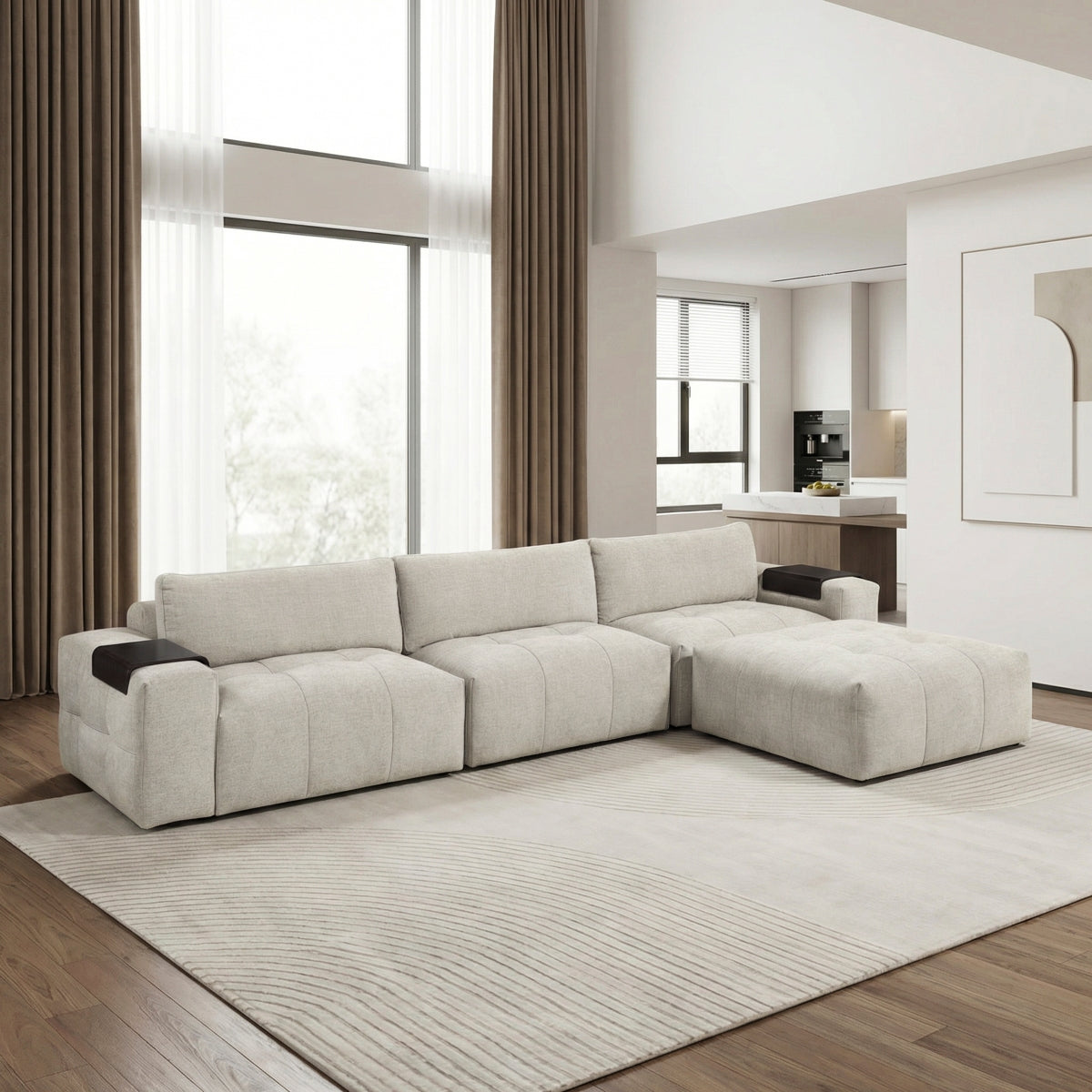 Tidal 4-Piece Modular Sectional with Ottoman