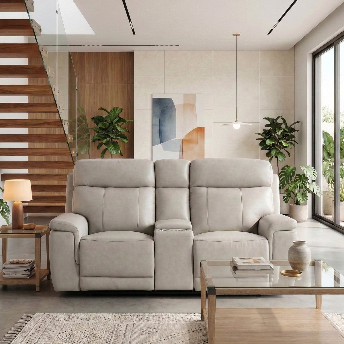 Celestia Power Double Reclining Love Seat with Power Headrest and Center Console