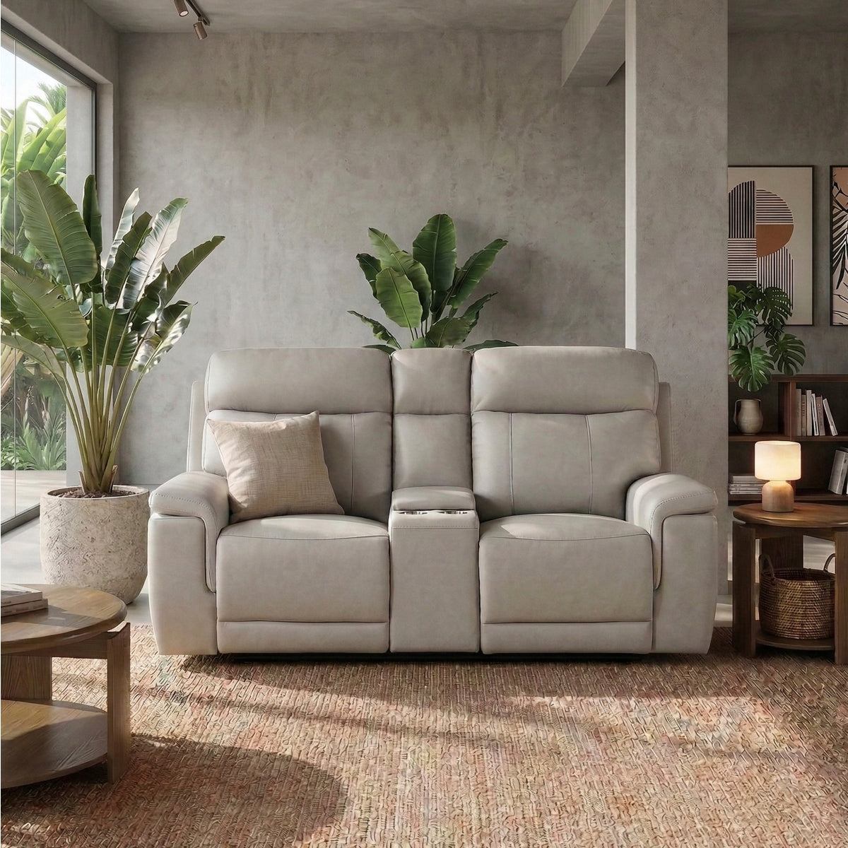 Celestia Power Double Reclining Love Seat with Power Headrest and Center Console