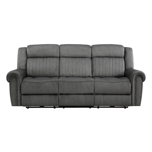 Brennen Power Double Reclining Sofa - Charcoal