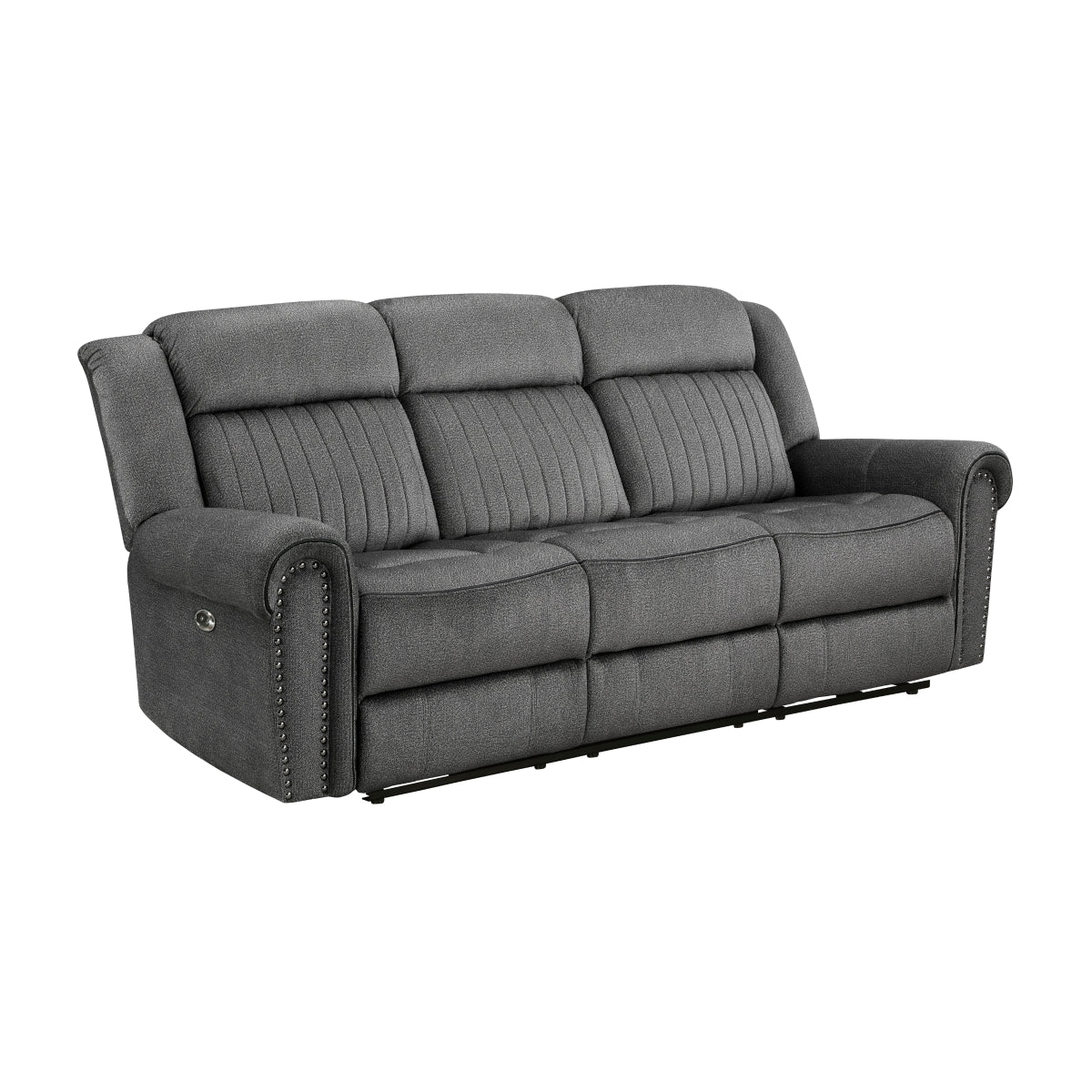 Brennen Power Double Reclining Sofa - Charcoal