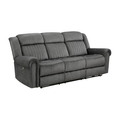 Brennen Power Double Reclining Sofa - Charcoal