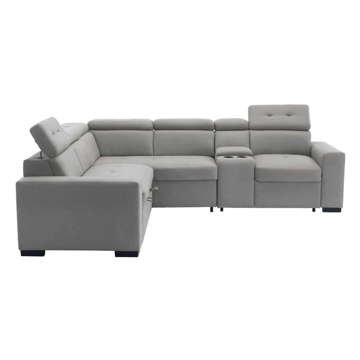 Farrah 3-Piece Sectional with Adjustable Headrests, Pull-out Bed and Console