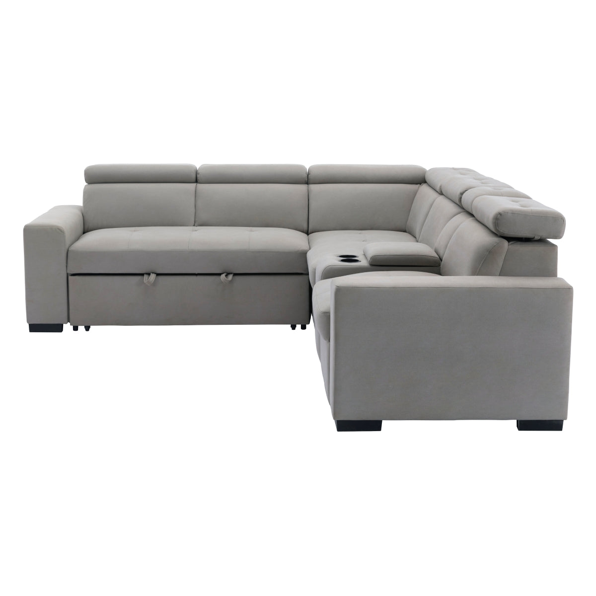 Farrah 3-Piece Sectional with Adjustable Headrests, Pull-out Bed and Console