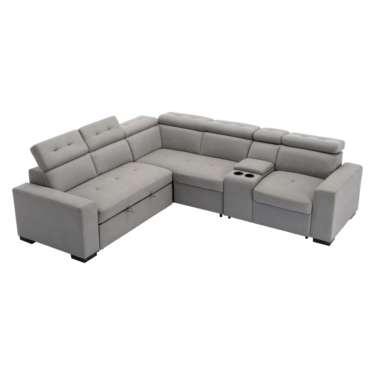 Farrah 3-Piece Sectional with Adjustable Headrests, Pull-out Bed and Console