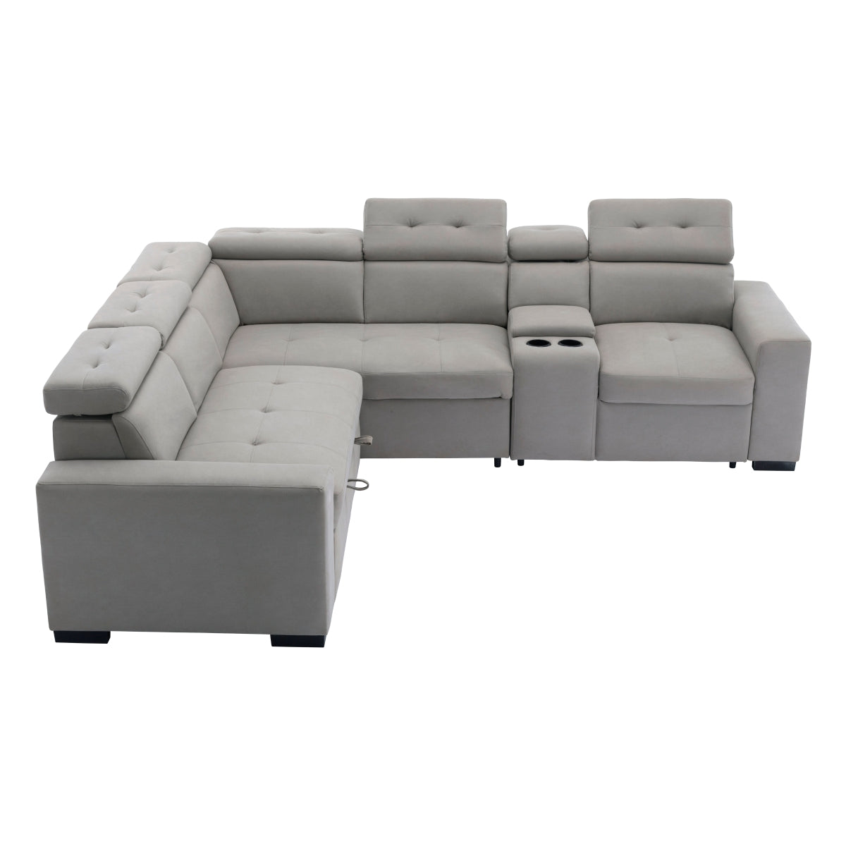 Farrah 3-Piece Sectional with Adjustable Headrests, Pull-out Bed and Console