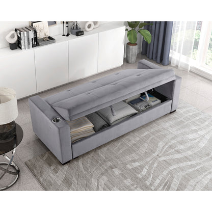 Grady Convertible Sofa Bed with Hidden Storage, Cup Holders and Charging Ports