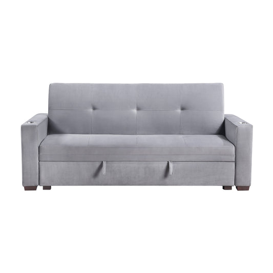 Grady Convertible Sofa Bed with Hidden Storage, Cup Holders and Charging Ports