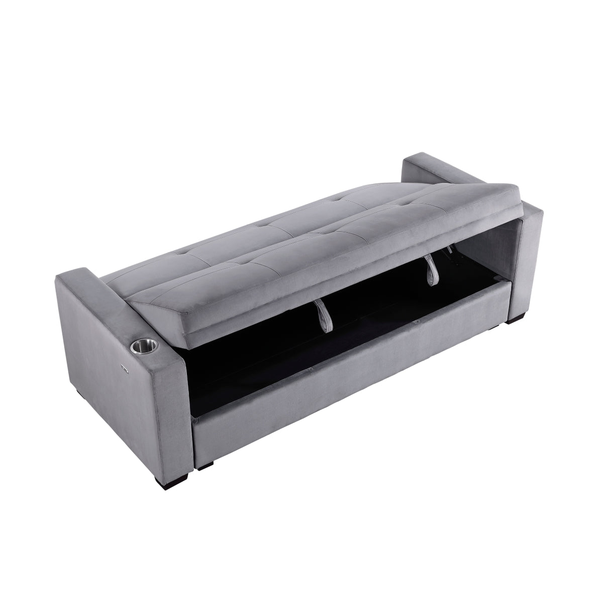 Grady Convertible Sofa Bed with Hidden Storage, Cup Holders and Charging Ports